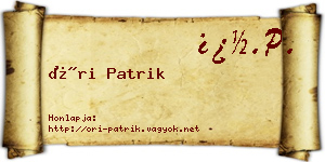 Őri Patrik névjegykártya